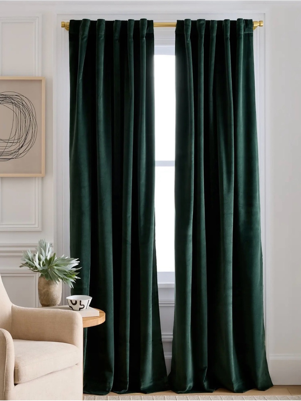 NWOT Quince Velvet Curtain Panels - Spruce - Retail for set 160